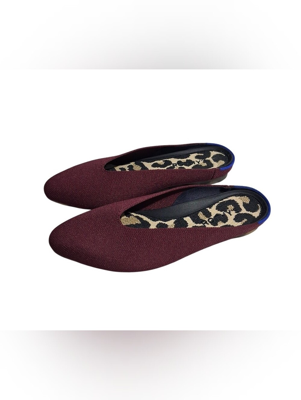Rothy's Almond Toe Demi Flats Mules Burgundy Red Women's Size 6.5 Washable